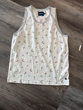 Kolby Cream Tropical Print Tank Top